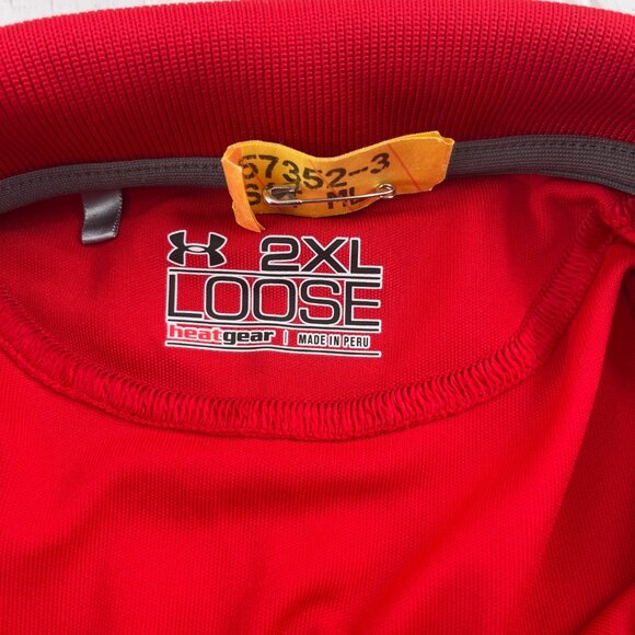 Under Armour Red 2XL Loose HeatGear Polo Shirt Short Sleeves - Picture 4 of 6